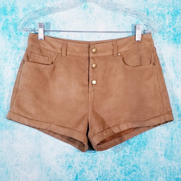 Hollister Pants - Hollister Tan Faux Suede High Waist Shorts